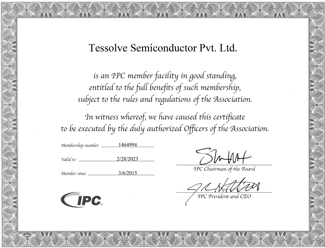 Tessolve Semiconductor is now a certified IPC member