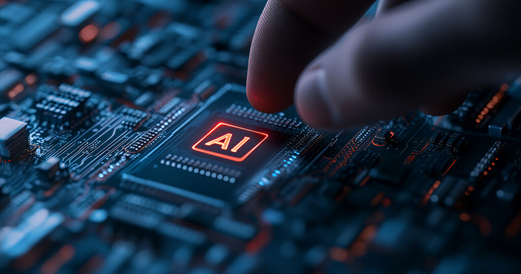Finger Points Glowing Ai Symbol Circuit Board 1