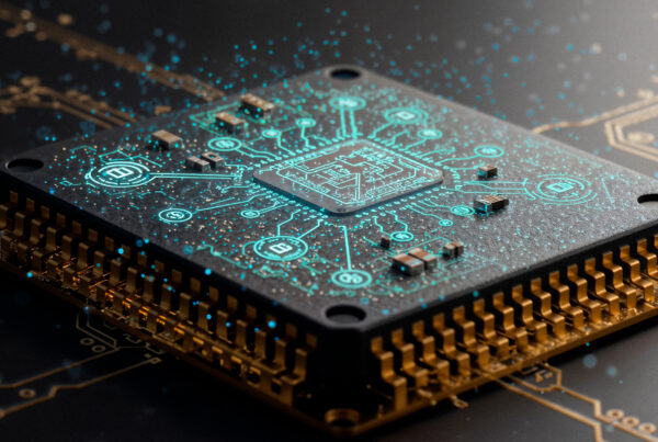 Close Up Futuristic Microchip Circuit Board 1