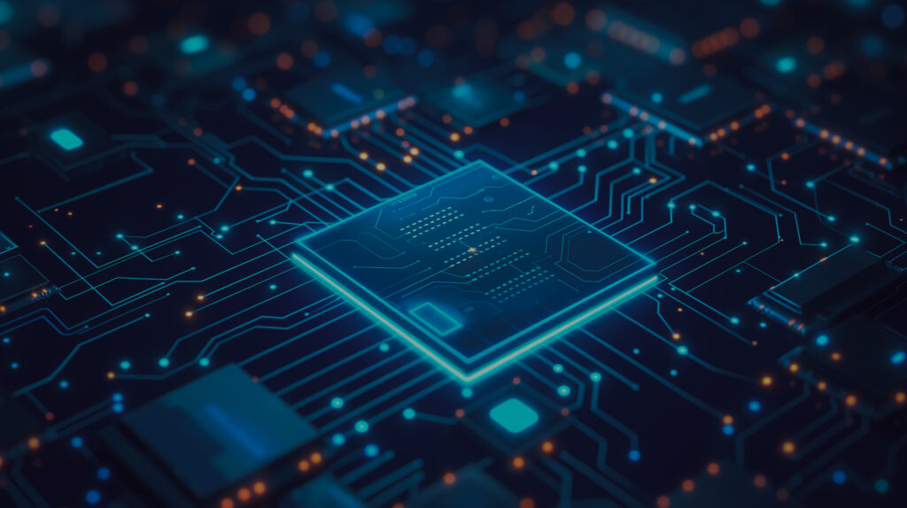 Glowing Neon Ai Chip Technology Background 1