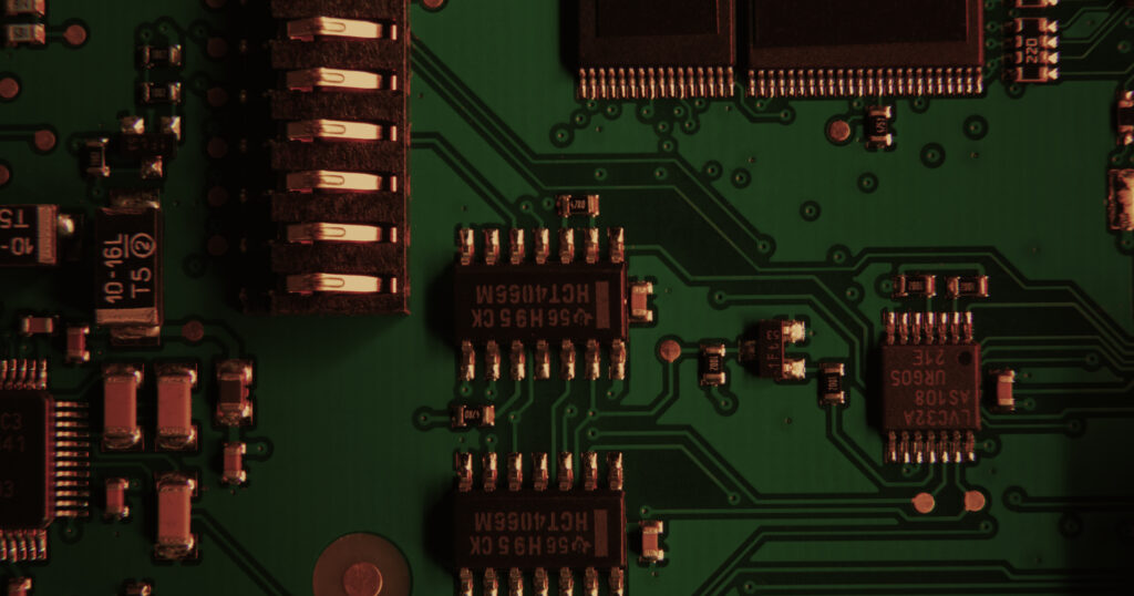 Top View Circuit Board Close Up 1