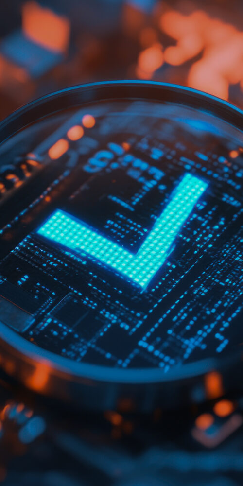 Magnifying Glass Circuit Board With Check Mark 1 2