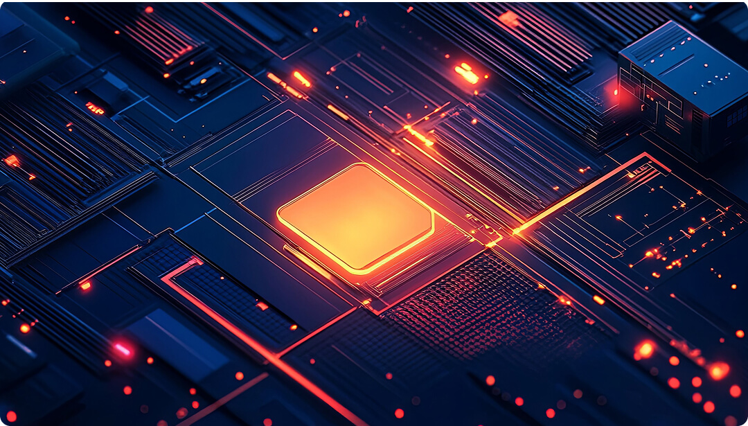 Abstract Futuristic Circuit Board With Glowing Orange Details 1