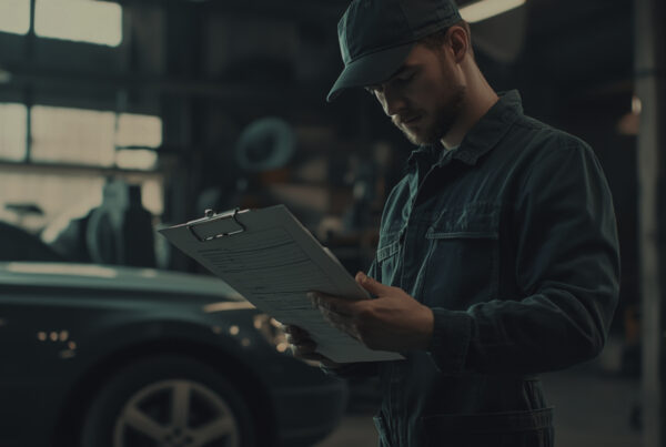 Mechanic Inspecting Car With Checklist Auto Repair Shop Quality Automotive Service 1